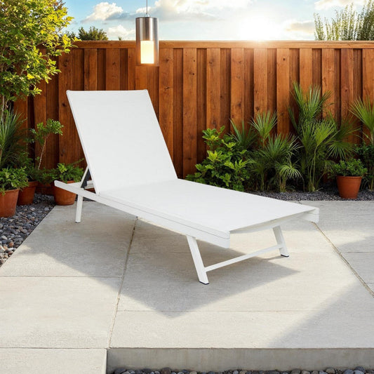 Sally Outdoor Chaise Lounge | Aluminum Frame | White Mesh Fabric 78"