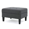 Ramya Ottoman with Hidden Storage | Gray Waffle Tufted Fabric 28"