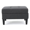 Ramya Ottoman with Hidden Storage | Gray Waffle Tufted Fabric 28"