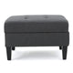 Ramya Ottoman with Hidden Storage | Gray Waffle Tufted Fabric 28"