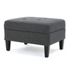 Ramya Ottoman with Hidden Storage | Gray Waffle Tufted Fabric 28"