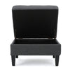 Ramya Ottoman with Hidden Storage | Gray Waffle Tufted Fabric 28"