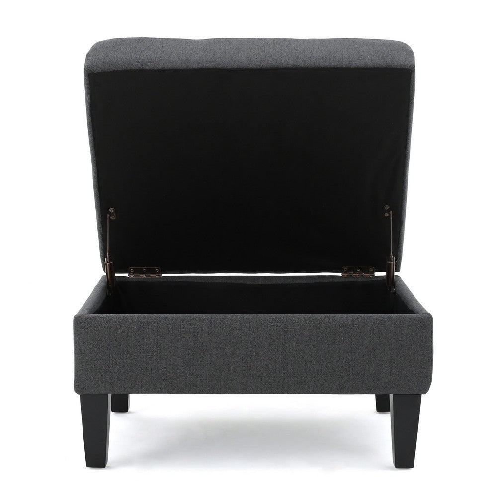 Ramya Ottoman with Hidden Storage | Gray Waffle Tufted Fabric 28’’ BM337022