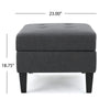 Ramya Ottoman with Hidden Storage | Gray Waffle Tufted Fabric 28"