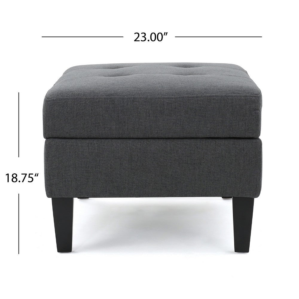 Ramya Ottoman with Hidden Storage | Gray Waffle Tufted Fabric 28’’ BM337022