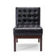 Keyur Accent Chair | Rubberwood Legs | Black Tufted Faux Leather