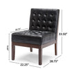 Keyur Accent Chair | Rubberwood Legs | Black Tufted Faux Leather