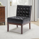 Keyur Accent Chair | Rubberwood Legs | Black Tufted Faux Leather