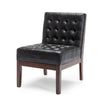 Keyur Accent Chair | Rubberwood Legs | Black Tufted Faux Leather