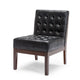 Keyur Accent Chair | Rubberwood Legs | Black Tufted Faux Leather