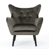 Zorro Armchair | Black Angled Wood Legs | Gray Button Tufted Velvet