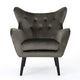 Zorro Armchair | Black Angled Wood Legs | Gray Button Tufted Velvet