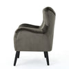 Zorro Armchair | Black Angled Wood Legs | Gray Button Tufted Velvet
