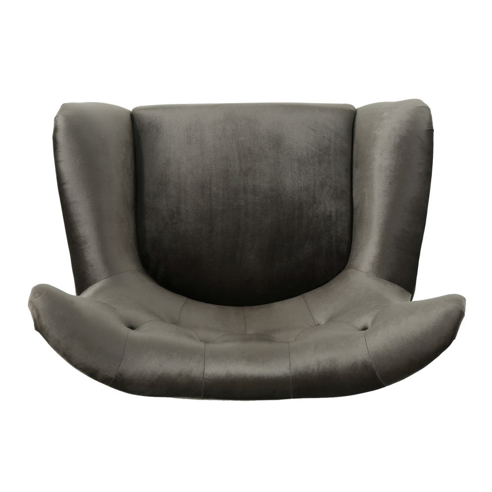 Zorro Armchair | Black Angled Wood Legs | Gray Button Tufted Velvet