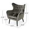 Zorro Armchair | Black Angled Wood Legs | Gray Button Tufted Velvet BM337024