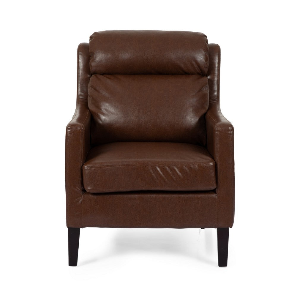 Remma Club Armchair | Waterfall Backrest | Dark Brown Faux Leather