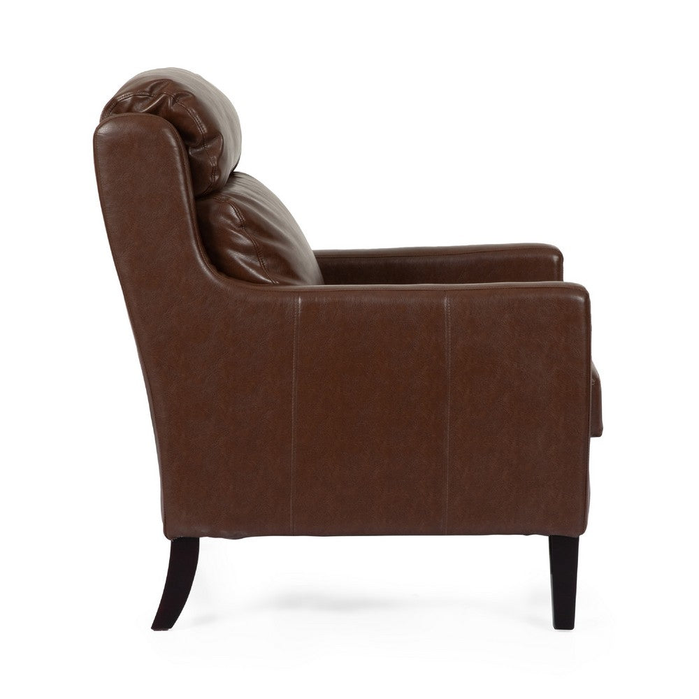 Remma Club Armchair | Waterfall Backrest | Dark Brown Faux Leather