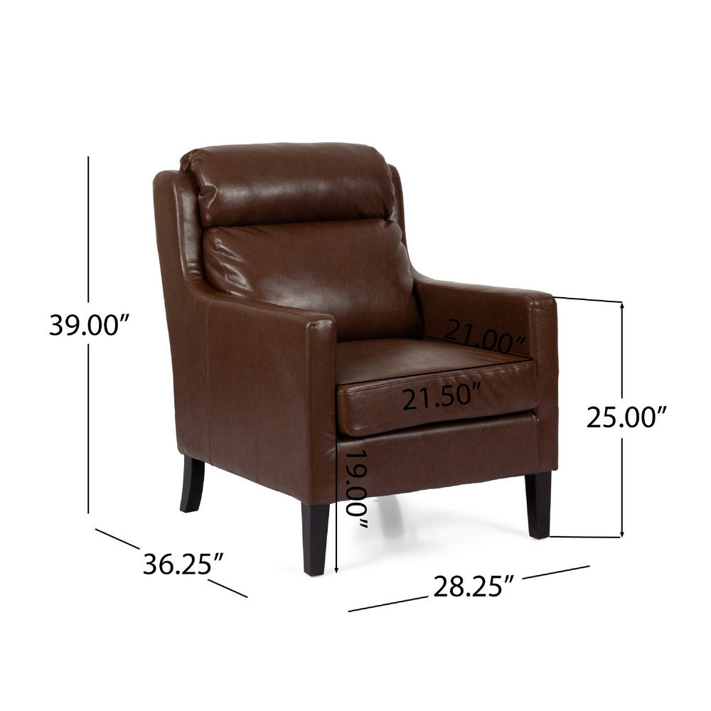 Remma Club Armchair | Waterfall Backrest | Dark Brown Faux Leather