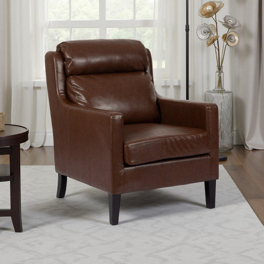 Remma Club Armchair | Waterfall Backrest | Dark Brown Faux Leather