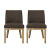 Edena Dining Chair Set of 2 | Weathered Rubberwood Legs | Brown Fabric