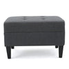 Sabby Ottoman with Tapered Birch Wood Legs | Dark Gray Fabric 29"