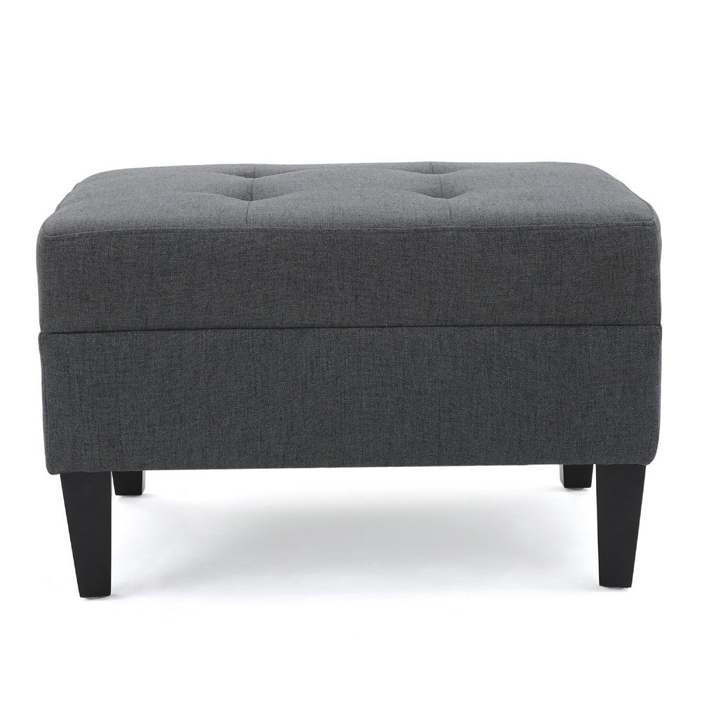 Sabby Ottoman with Tapered Birch Wood Legs | Dark Gray Fabric 29"