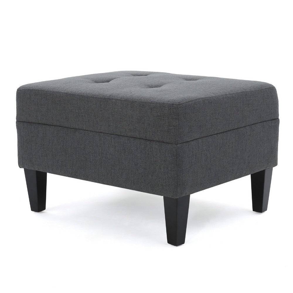 Sabby Ottoman with Tapered Birch Wood Legs | Dark Gray Fabric 29’’ BM337028