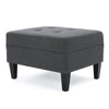 Sabby Ottoman with Tapered Birch Wood Legs | Dark Gray Fabric 29"