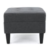 Sabby Ottoman with Tapered Birch Wood Legs | Dark Gray Fabric 29"