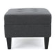 Sabby Ottoman with Tapered Birch Wood Legs | Dark Gray Fabric 29"