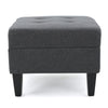Sabby Ottoman with Tapered Birch Wood Legs | Dark Gray Fabric 29’’ BM337028