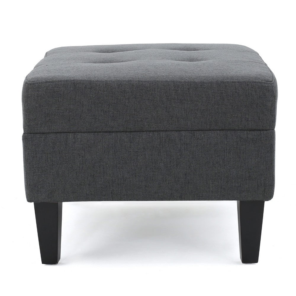 Sabby Ottoman with Tapered Birch Wood Legs | Dark Gray Fabric 29’’ BM337028