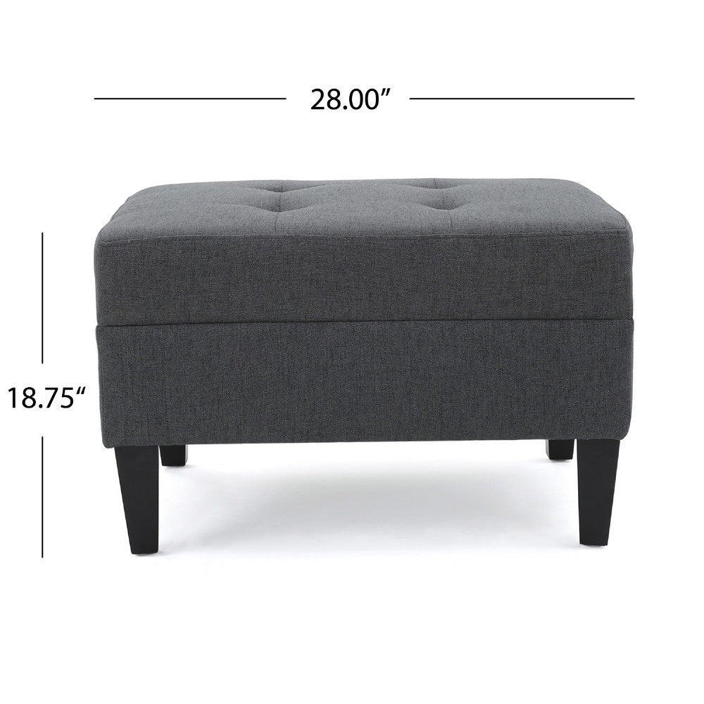 Sabby Ottoman with Tapered Birch Wood Legs | Dark Gray Fabric 29’’ BM337028