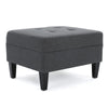 Sabby Ottoman with Tapered Birch Wood Legs | Dark Gray Fabric 29"