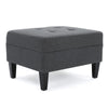 Sabby Ottoman with Tapered Birch Wood Legs | Dark Gray Fabric 29"
