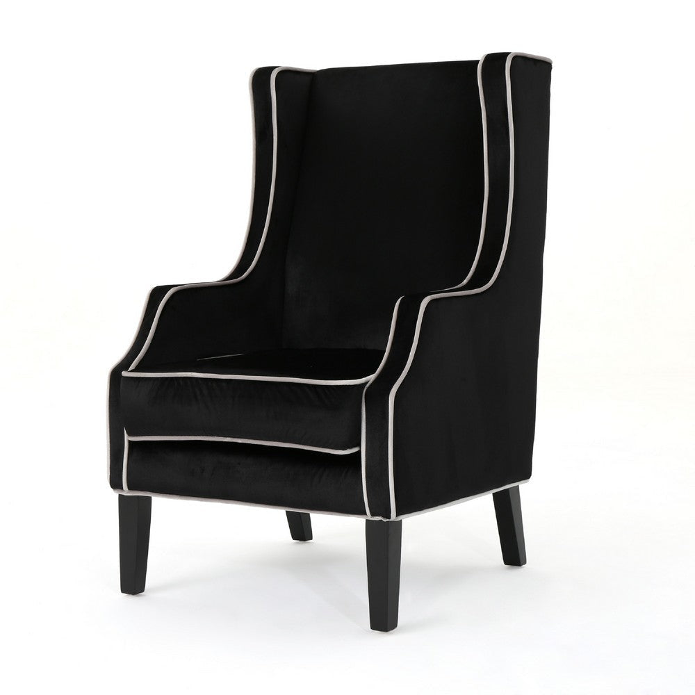 Vendy Accent Club Armchair | High Backrest | Rubberwood | Black Velvet