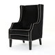 Vendy Accent Club Armchair | High Backrest | Rubberwood | Black Velvet