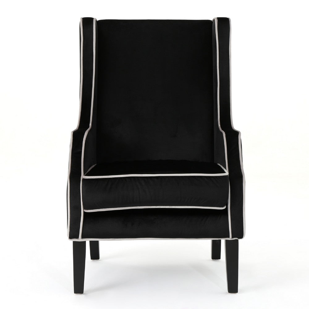 Vendy Accent Club Armchair | High Backrest | Rubberwood | Black Velvet