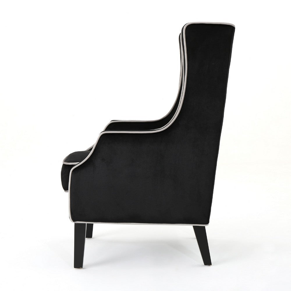 Vendy Accent Club Armchair | High Backrest | Rubberwood | Black Velvet BM337029