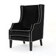 Vendy Accent Club Armchair | High Backrest | Rubberwood | Black Velvet