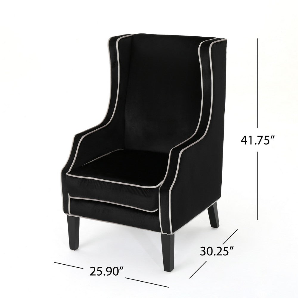 Vendy Accent Club Armchair | High Backrest | Rubberwood | Black Velvet