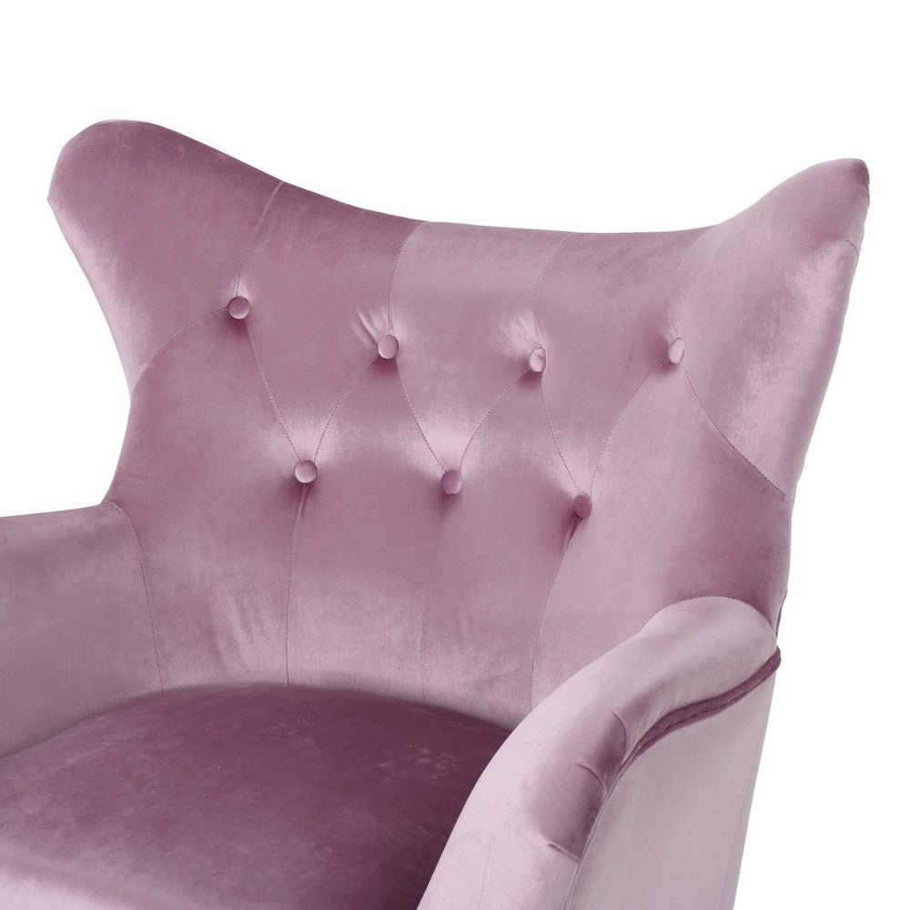 Zorro Accent Armchair | Black Angled Wood Legs | Pink Tufted Velvet