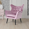 Zorro Accent Armchair | Black Angled Wood Legs | Pink Tufted Velvet