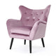 Zorro Accent Armchair | Black Angled Wood Legs | Pink Tufted Velvet