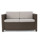 Perie Outdoor Loveseat | Modern Brown Faux Rattan | Gray Polyester
