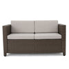 Perie Outdoor Loveseat | Modern Brown Faux Rattan | Gray Polyester BM337032