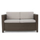 Perie Outdoor Loveseat | Modern Brown Faux Rattan | Gray Polyester BM337032