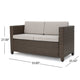 Perie Outdoor Loveseat | Modern Brown Faux Rattan | Gray Polyester BM337032
