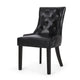 Chen Dining Chair Set of 2 | Curved Black Diamond Tufted Faux Leather BM337033