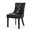 Chen Dining Chair Set of 2 | Curved Black Diamond Tufted Faux Leather